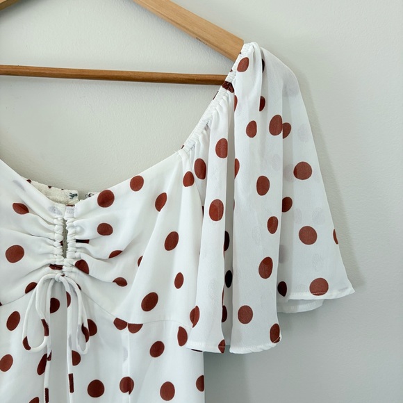 Abercrombie & Fitch Flutter Sleeve Keyhole
Mini Dress Polka Dot Brown Ivory S - Picture 6 of 15